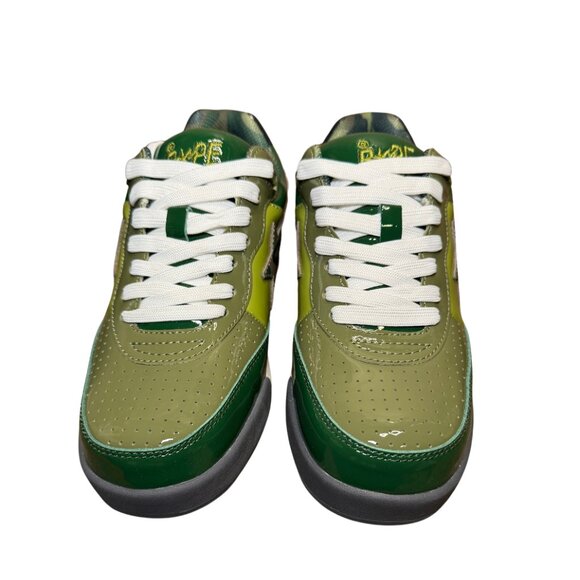 BAPE NEW - A Bathing Ape Road STA Patent Sneaker Green NWT Sz 7M/9W - Picture 3 of 12
